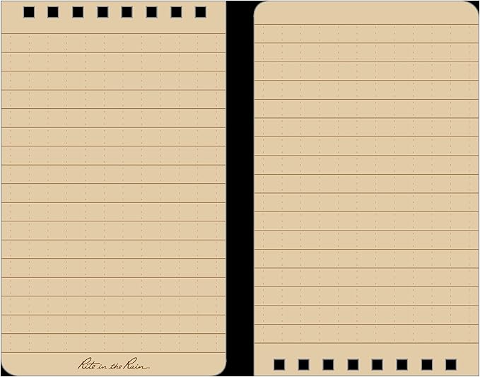 Rite In The Rain Weatherproof Top Spiral Notebooks, 3" x 5", Tan Cover, 3 Pack (No. 935T-3)