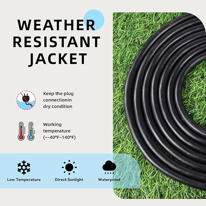 EP 3 Ft Extension Cord - 12/3 SJTW Heavy Duty Black Extension Cable with 3 Prong Grounded Plug - Power Cord for Lawn, Garden, Appliances