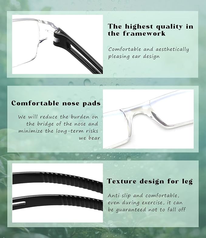 Viseng 3-in-1 Blue Light Reading Glasses & Sunglasses - Ultra-Light Rimless Readers for Men/Women, HD Vision Indoor/Outdoor + UV400 Protection (Frameless Design)+1.0