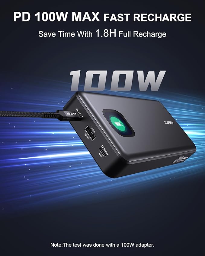 140W Power Bank, 25000mAh Laptop Portable Charger with Smart Digital Display, PD3.1 Fast Charging Battery Pack for MacBook Dell XPS iPad Tablet Steam Deck iPhone 17-12 Series Samsung Switch and More