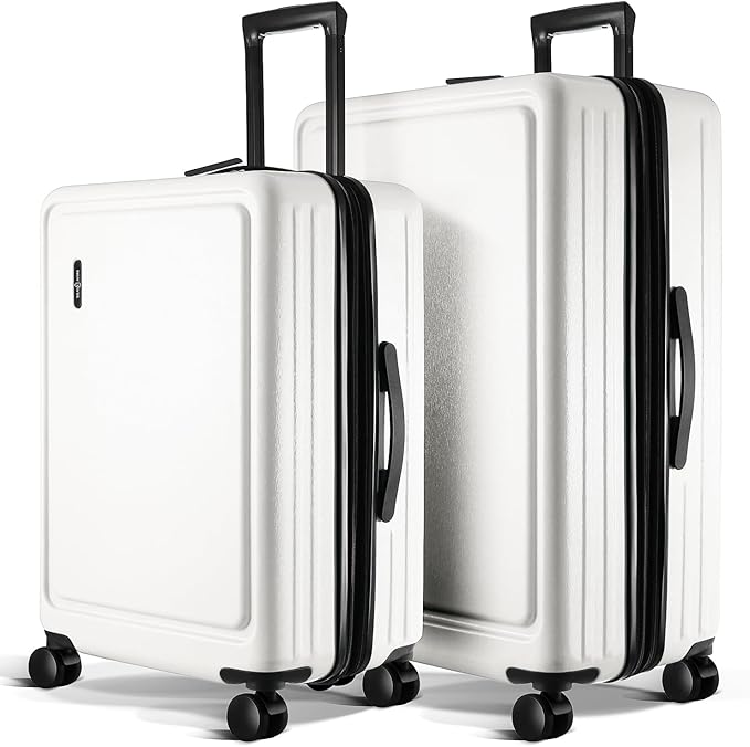 Luggage Sets 2 Piece, 24 Inch Suitcase and 28 Inch Luggage with Spinner Wheels, Durable Hard Shell Suitcase Set, Expandable Travel Suitcases with Wheels, White