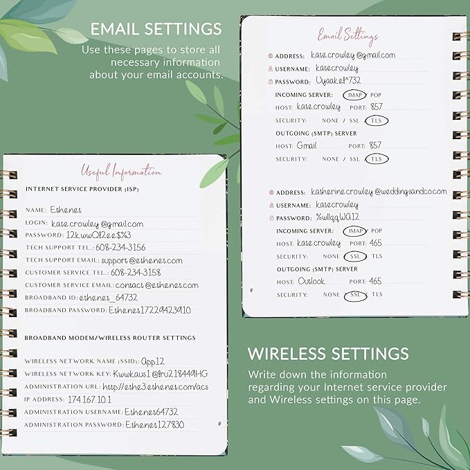 PLANBERRY Password Book Premium – Alphabetized Internet Address Organizer with A-Z Tabs – Website & Computer Password Keeper with Alphabetical Tabs – 6.2x7.7″, Hardcover (Green Pastures)