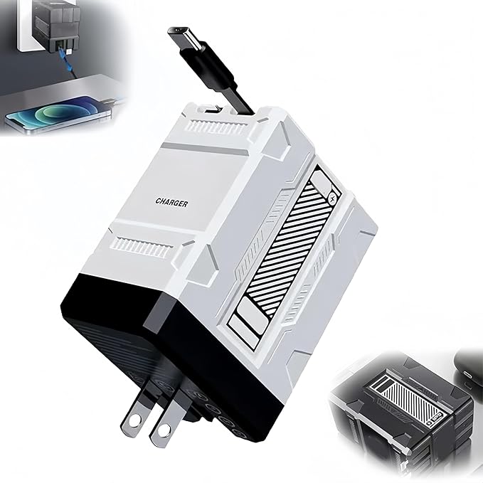 2 in 1 Fast Charger 120W, 2026 New Scalable Retractable 120w Fast Charger Module, All in 1 Foldable Charging Adapter Wall Plug for Phone,Tablet,Laptops (White)