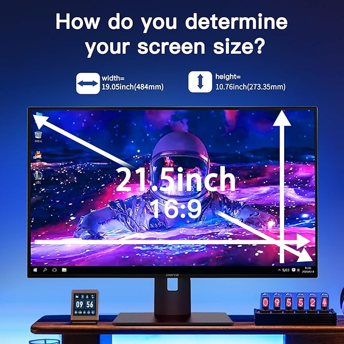 21.5 Inch Magnetic Hanging Computer Privacy Screen for 16:9 Widescreen Monitor, Removable Privacy Screen Anti Glare Blue Light Computer Screen Privacy Shield, Anti-Scratch