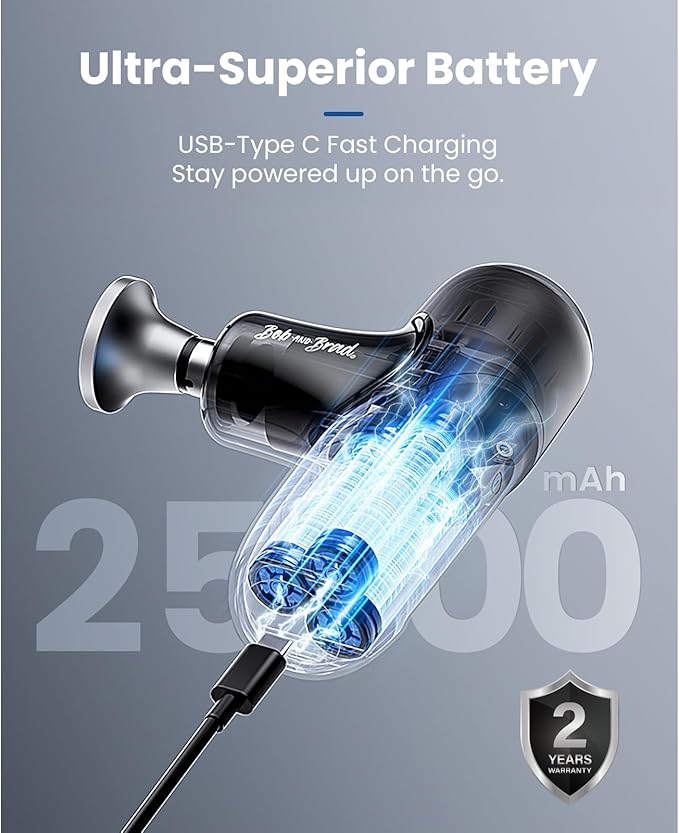 BOB AND BRAD Q2 Max Mini Massage Gun with Metal Head, Pocket-Sized Deep Tissue Massager Gun for Athletes, Professional Portable Percussion Muscle Massager Gun