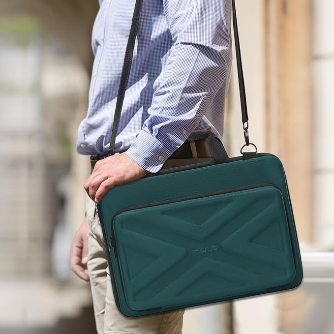 MOSISO Hard Shell Laptop Case for Men Women,17 inch Computer Bag Compatible with MacBook, HP, Dell, Lenovo, Asus, Notebook,17.3 inch Laptop Bag with Front Pocket & Shoulder Strap, Teal Green