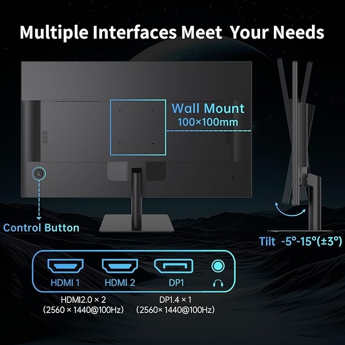 KTC 32 Inch 2K Computer Monitor, IPS 1440p Monitor with Ultra-Thin Bezels, HDR10, Freesync/G-sync, HDMI/DP Ports, Tilt Adjustable, Eyecare, Ideal for Business, Office, and Casual Gaming