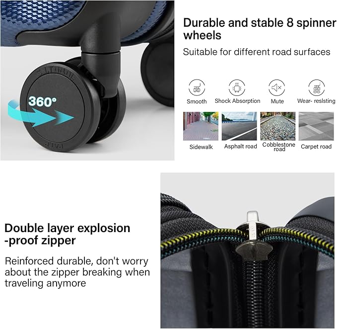 Hanke 29 Inch Expandable Checked Luggage Lightweight PC Hard Shell Luggage Suitcases with Wheels Travel Luggage Rolling Large Suitcase Travel Luggage Bag for Study Abroad.(Dark Blue)