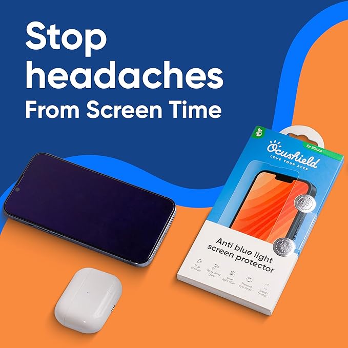 Ocushield Anti Blue Light Tempered Glass Screen Protector for iPhone 11 Pro Max | iPhone XS Max - Protect Your Eyes, Reduce Migraines & Improve Sleep