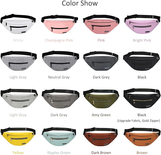 MAXTOP Large Crossbody Fanny Pack with 4-Zipper Pockets,Gifts for Enjoy Sports Festival Workout Traveling Running Casual Hands-Free Wallets Waist Pack Phone Bag Carrying All Phones