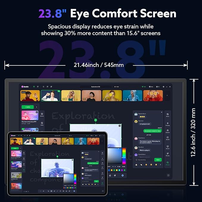 23.8'' FHD 1080P 120Hz Portable Monitor VESA USB-C HDMI Large Second External Gaming Screen Built-in Stand Speakers for Laptop PC Mac Phone PS4/5 Xbox HDR IPS Display (1080p 120Hz, 23.8")