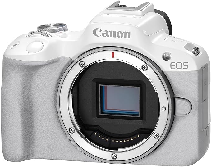Canon EOS R50 Mirrorless Vlogging Camera (Body Only/White), RF Mount, 24.2 MP, 4K Video, DIGIC X Image Processor, Subject Detection & Tracking, Compact, Smartphone Connection, Content Creator