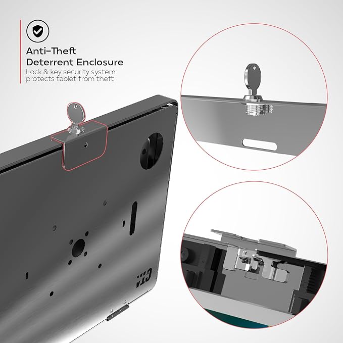 Stainless Steel iPad Wall Mount - CTA Anti-Theft Tablet Enclosure for iPad 10.9" 10th Gen - A16 - Air 11 - Pro 11" - 7/8/9 Gen - 10th Gen 10.2" - Pro 11" - Air 4 - Galaxy Tabs - (PAD-SSPARAW)