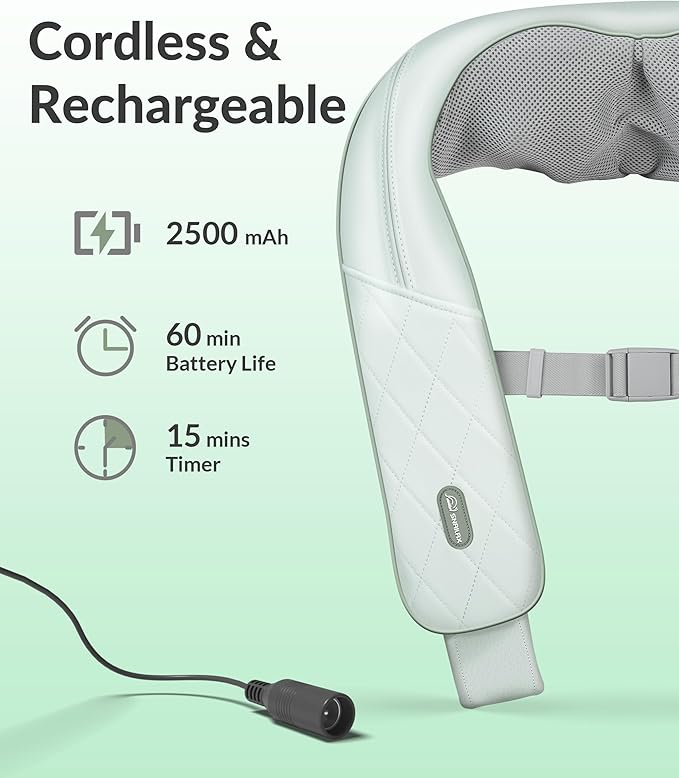 Cordless Neck Massager for Pain Relief Deep Tissue, Shiatsu Neck Back Massager Rechargeable Portable Kneading Shoulder Massage for Body Muscle Pain Relief, Gifts for Mom Dad Lovers