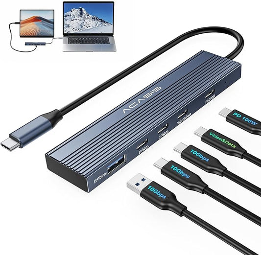 ACASIS USB C Splitter with 4K@60Hz Video Output, USB C Hub 10Gbps, 1xUSB C Video Output for Portable Monitor, 3xUSB C 10Gbps,100W PD, Multiport Adapter Splitter for Dell/HP/Mac Pro/Samsung