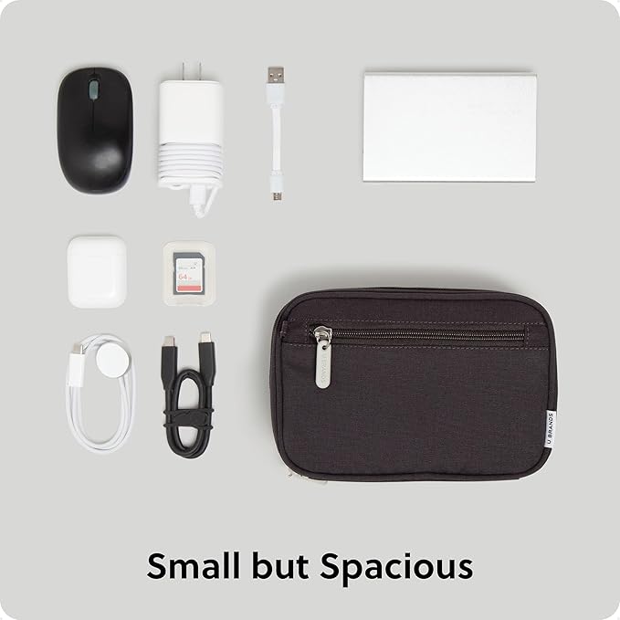 U Brands Dual Zip Canvas Tech Organizer Pouch, 7.8" x 5" Cord Organizer, Computer Accessories, Travel Essentials, Travel Gifts for Men Who Have Everything, Electronics, Slate Gray