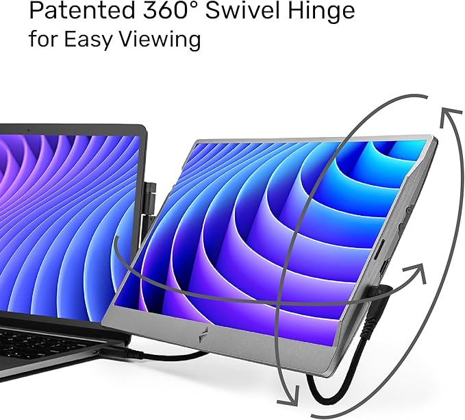 SideTrak Swivel 14" Portable Monitor - Laptop Screen Extender with Patented Swivel Hinge, Dual FHD Display, USB-C & HDMI, Dark Gray
