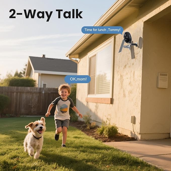 WiFi Cameras for Home Security, Solar Powered Security Cameras Wireless Outdoor, Outdoor Camera Wireless, PIR Motion Detection, Color Night Vision, Works with Alexa & Google Home, Storage 4-Pack