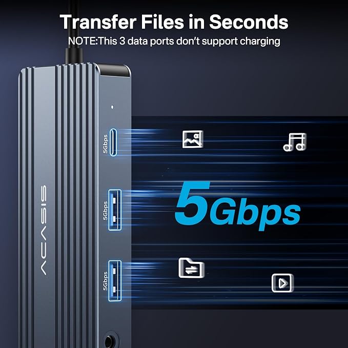 ACASIS USB C Docking Station Dual Monitors,8-in-1 Laptop Docking Station with Dual HDMI +VGA +2 * 5G USB-A/C+3.5MM Audio+PD100W, USB C HUB multiport Adapter for Dell/HP/Lenovo ThinkPad（Gray）