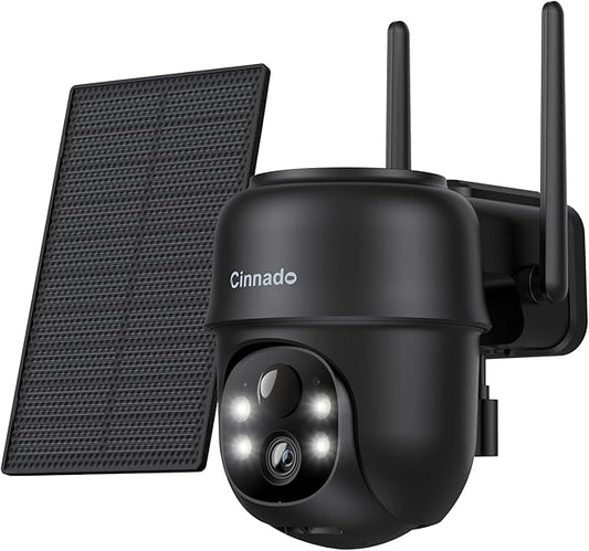 2K Cameras for Home Security-2.4G WiFi Outdoor Camera Wireless Solar/Battery Powered, 360° Viewing, Human Detection, Color Night Vision, Cloud/SD Storage B6 (B6-Black-1pack-2.4G)