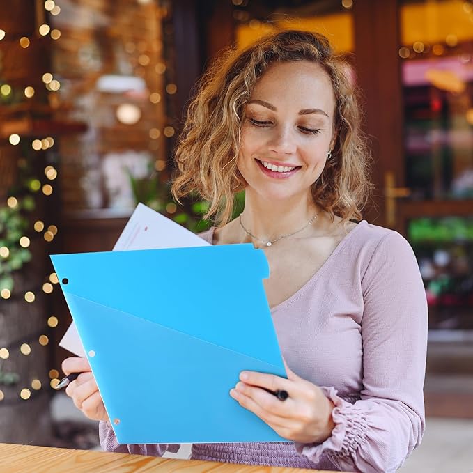 8 Tabs Plastic Dividers with 2 Clear Pockets - 6 Sets, Pocket Dividers for 3-Ring Binders, Multi-Color Binder Dividers, Total 48 Tabs