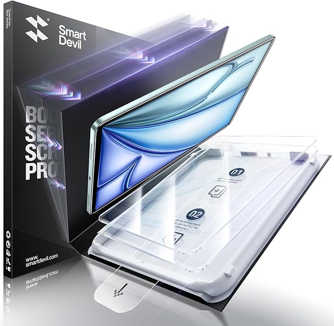 SMARTDEVIL Screen Protector for iPad Air 5th/4th 10.9 Inch (2022/2020),iPad Pro 11 Inch (2022/2021/2020/2018) with Easy Installation Frame, 9H Clear Tempered Glass Film, Anti-Scratch, 2 Pack