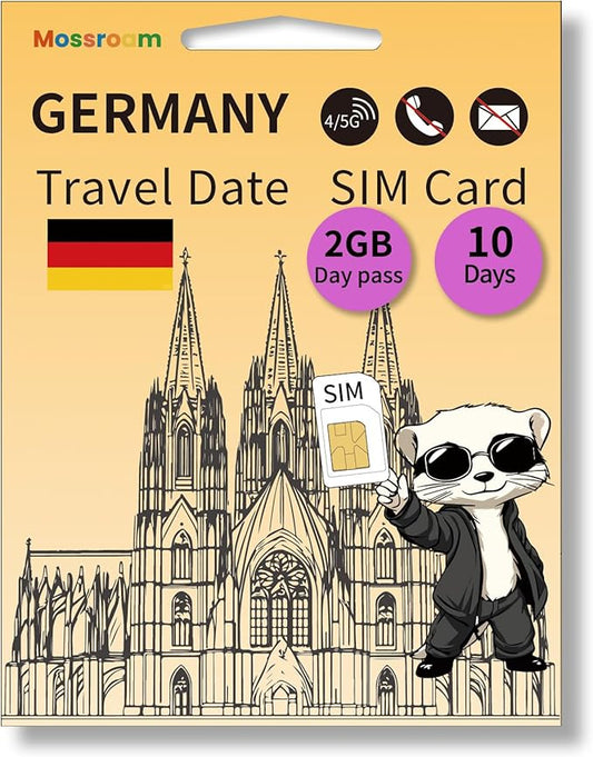 Germany SIM Card-High Speed 4/5G LTE for Fast Browsing,10 Days Plan,2GB Prepaid Data Daily, 3 in 1 SIM Card for German Business Travelers