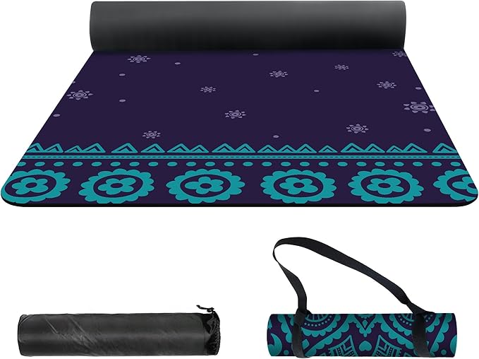 nuveti Yoga Mat Print Extra Thick TPE Non Slip Fitness Exercise Mat with Carrying Bag,72"x24" Extra Thick 6MM Exercise & Workout Mat for Yoga, Pilates Fitness and Floor Exercises
