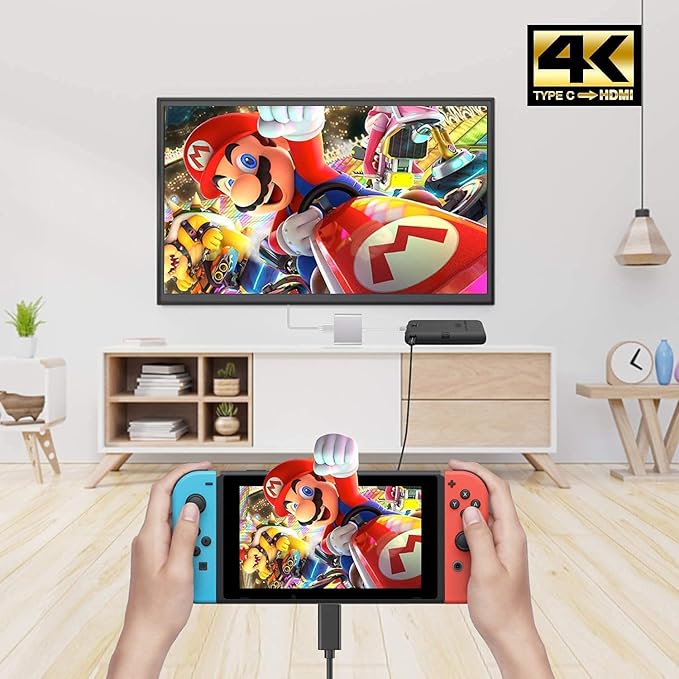 3 in 1 USB C to HDMI Adapter, Type C to 4K HDMI Adapter with 100W PD & USB 3.0 Port, Multiport Hub Compatible with MacBook Pro, iPad Air, iPhone 15/16, Laptop, TV, Switch, Monitor and More