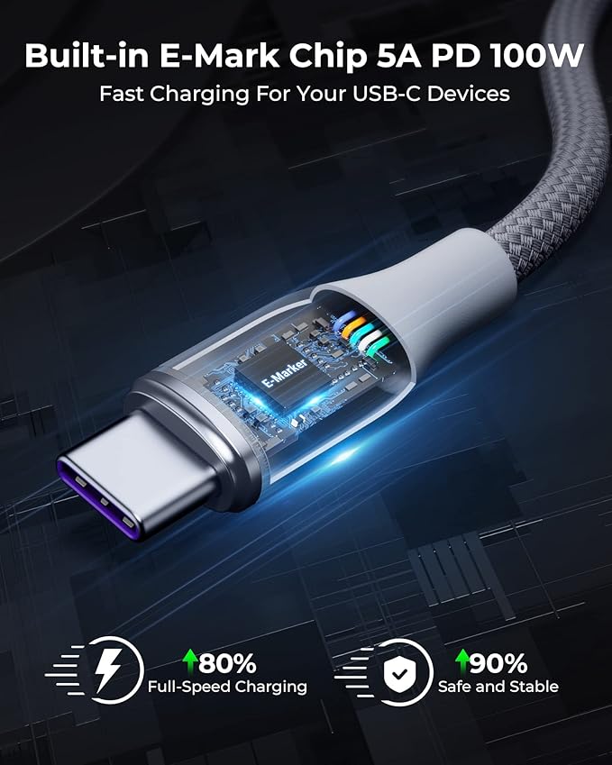 VOLTME USB C Cable (6ft 100W, 2-Pack), Premium Nylon USB C to USB C Cable 2.0, Type C Charging Cable Fast Charge for iPhone 17/16/15 Series,Galaxy S25/S24/S23,MacBook Pro 2020,and More