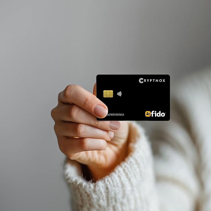 FIDO2 NFC Security Key Card – FIDO2 Level 1 Certified – Passwordless Login & 2FA via NFC or Contact – Works with Windows, Mac, iOS, Android – Ultra-Slim Tap-to-Login Card