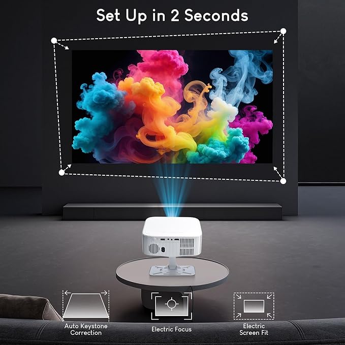 Netflix Licensed Projector with Wifi Bluetooth 4K, Auto Keystone/Electric Focus, Smart Android 13 NTV, 400 ANSI Lumen, 1080P Native Outdoor Movie Projector, Mini Portable, Built-in Apps (2025)