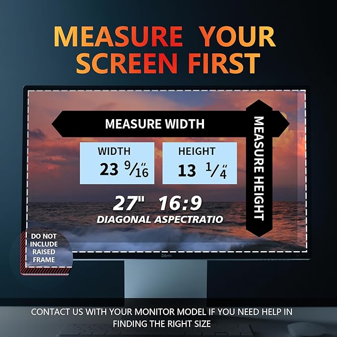 [2 Pack] 27 Inch Computer Monitor Privacy Screen for 16:9 Aspect Ratio - Privacy Shield and Anti-Glare Blue Light Protector Removable Eye Protection, Anti Spy Screen Protector Film