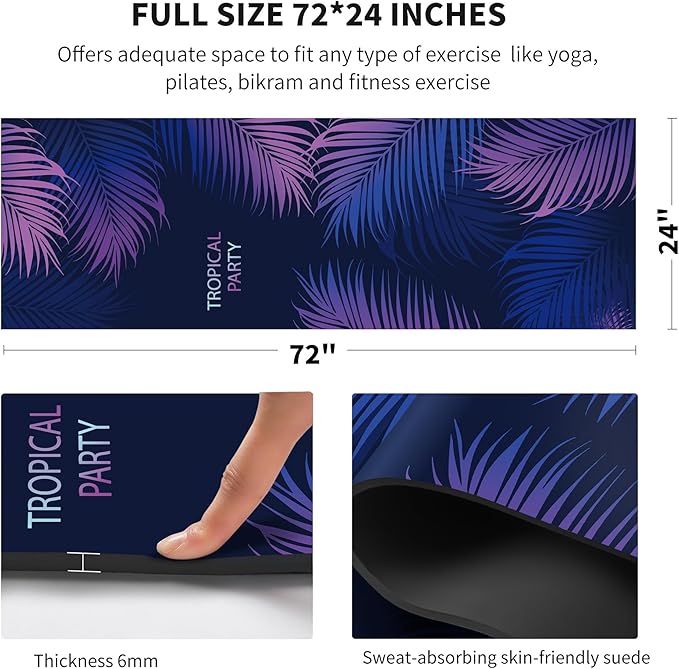 nuveti Yoga Mat Print Extra Thick TPE Non Slip Fitness Exercise Mat with Carrying Bag,72"x24" Extra Thick 6MM Exercise & Workout Mat for Yoga, Pilates Fitness and Floor Exercises