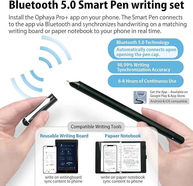 Smart Sync Pen for Note Taking with Notebook and Writing Board,Real-time Sync for Digitizing,Convert to Text,Storing,Sharing Paper Notes via APP on Smartphone/IPAD (Android and iOS)