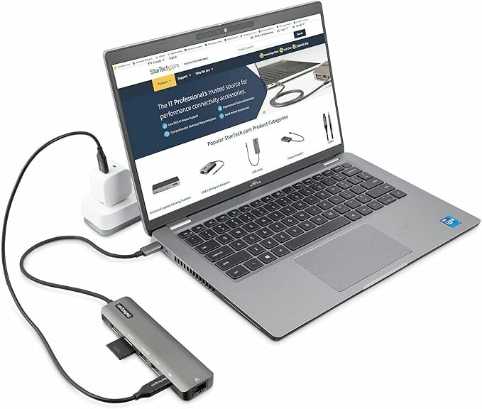 StarTech.com 7-in-1 USB-C Hub, Extra Long Cable Multiport Adapter with Gigabit Ethernet, 4K 60Hz HDMI, Gigabit Ethernet, SD/microSD and 100W Charging for MacBook Pro/Air and Windows
