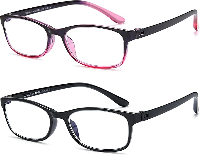 EYEURL 2 Pack Reading Glasses Blue Light Blocking Readers for Women-TR90 Lightweight Computer Reading Glasses Stylish Rectangular Frames Eyeglasses+2.5