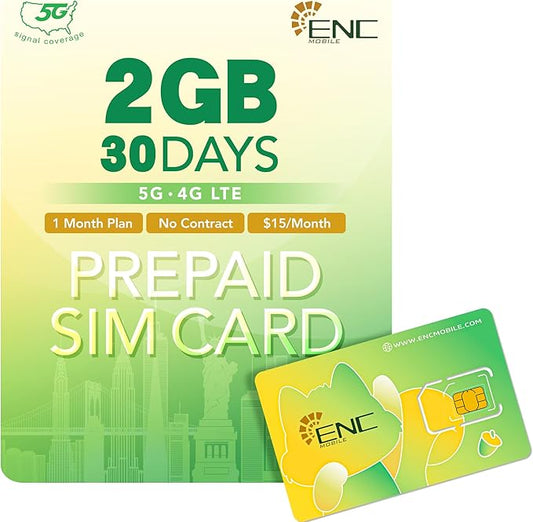 Prepaid SIM Card USA $15/mo - 2GB/Mo. 5G/4G LTE Data + One SIM Dual Number (US & China) + Unlimited US/China/Canada/Mexico Talk & Global Text, Wi-Fi Calling, 3 in 1 SIM Card Included