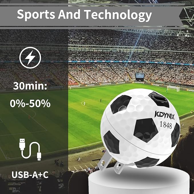 USB C Charger Block 20W，Creative Golf Ball Type C Wall Charger，GaN III Power Adapter with UL Certified，Fast Charging for iPhone 16/15 Series, Galaxy, Google Pixel,iPad,AirPods