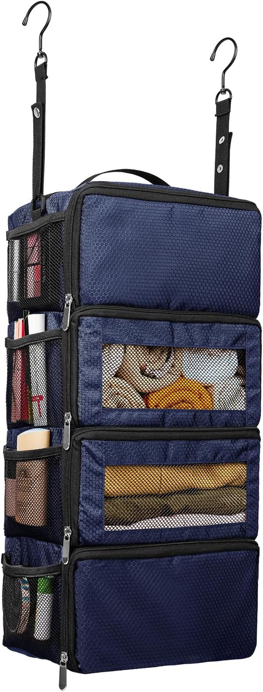 Suitcase Organizer, Travel Luggage Organizer Hanging Shelves Packing Cube Closet/Collapsible Portable Travel Organizer for Carry-on