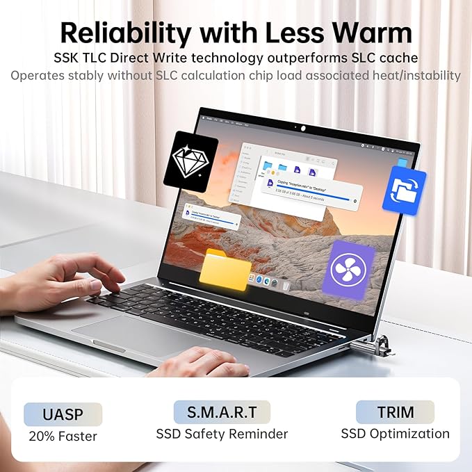 SSK 2TB Flash Drive, External SSD Up to 1000MB/s, Dual Port USB C & USB 3.2, Zinc Alloy Portable Thumb Drive Stick for iPhone 15/16 Pro, Mac, Android OTG, PC Backup Storage