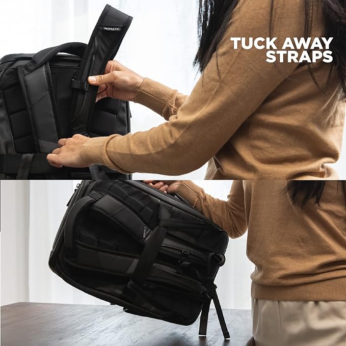 NOMATIC 14L Travel Pack - Water Resistant Laptop Bag - TSA-Ready Expandable Backpack (Black)