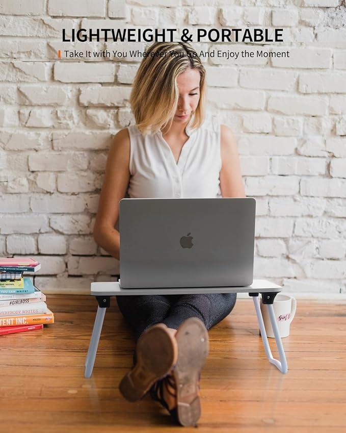 Foldable Lap Desk, Laptop Bed Desk, Portable Bed Table, Laptop Stand for Bed & Couch, Lightweight & Mini - Oak