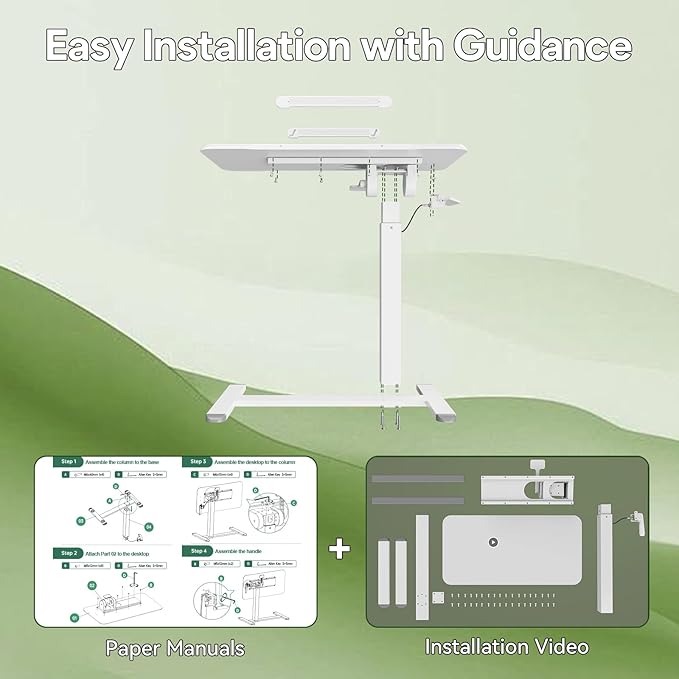 Rolling Laptop Desk, 180° Tiltable Mobile Standing Desk Height Adjustable, Overbed Bedside Table, Portable Computer Desk with Wheels, Foldable Laptop Cart for Home Office, White