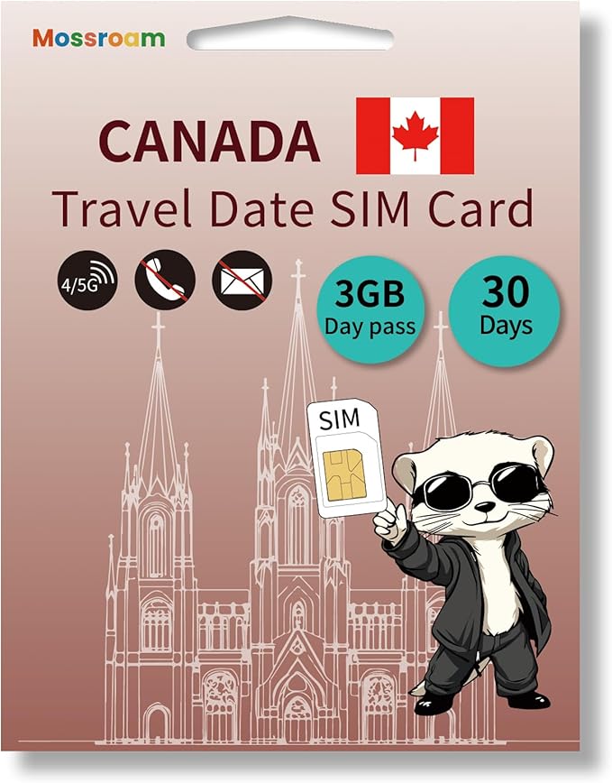 SIM Card for Canada Travel - 3GB Prepaid Data for 30 Days - 5G/4G LTE Speeds - Plug & Play - No Roaming, No Contracts