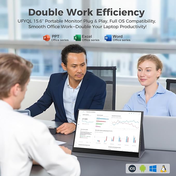 Portable Monitor 15.6-Inch FHD 1080P IPS with HDR for Gaming, USB-C/HDMI Extended Screen, Ultra-thin Plug&Play, with Case & Speakers, for Laptop MAC PC Phone DVR PS4/5 Xbox Switch