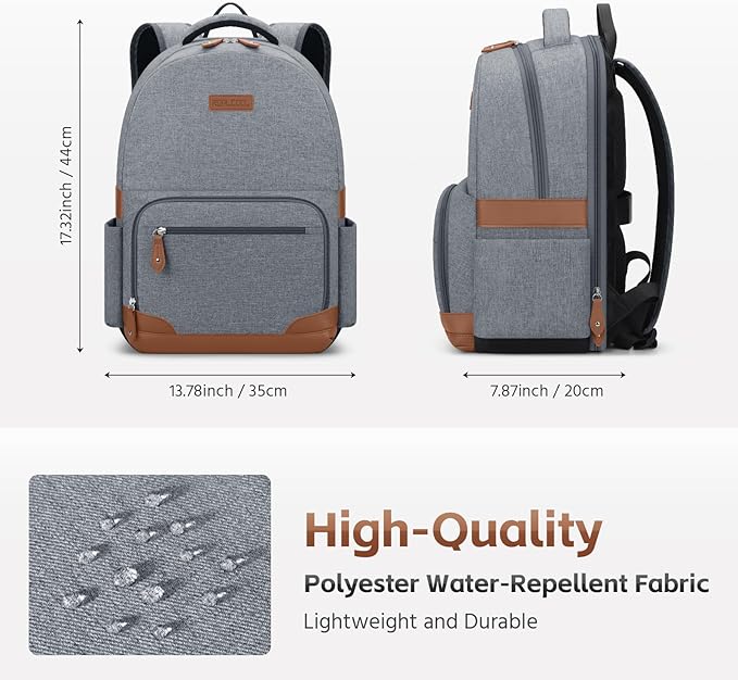 RealCool Laptop Backpack, 31L Travel Backpacks for Women Men, Fits up to 15.6-17 Inch,Water Resistant College Bookbag, for School Business Trip (Gray)