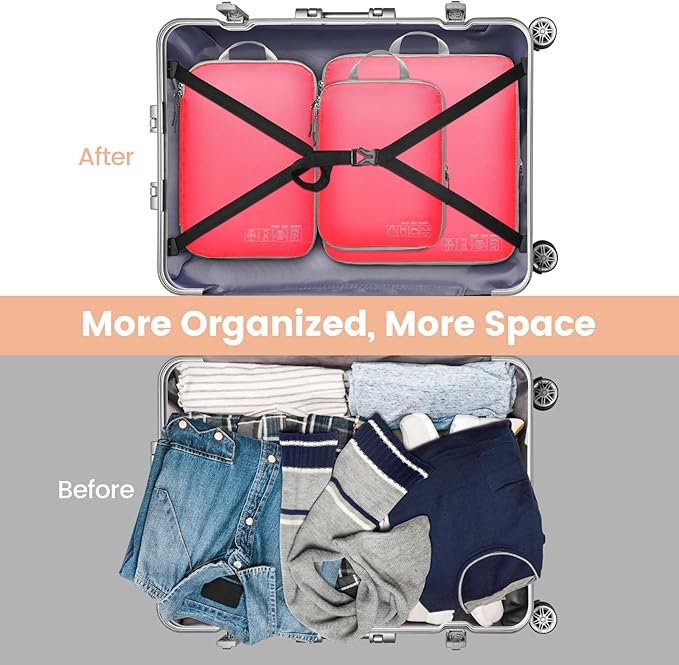 Cambond Compression Packing Cubes for Travel Women - Travel Bags Luggage Organizers Travel Essentials Compression Cubes for Travel Carry on Suitcases Organizer