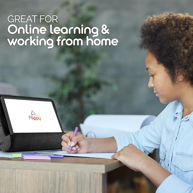 Flippy Tablet Pillow Stand - Cushion Tablet Stand & Holder, Bed Support for Lap and Desk, Compatible with Phone & Book Reading: Kindle, iPad Pro, iPhone & Samsung - Smokey