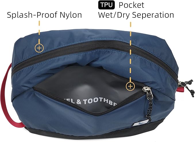 Travel Toiletry Bag 8L, Large Packing Cube with Waterproof TPU Wet/Dry Compartment (05 Ash Gray)